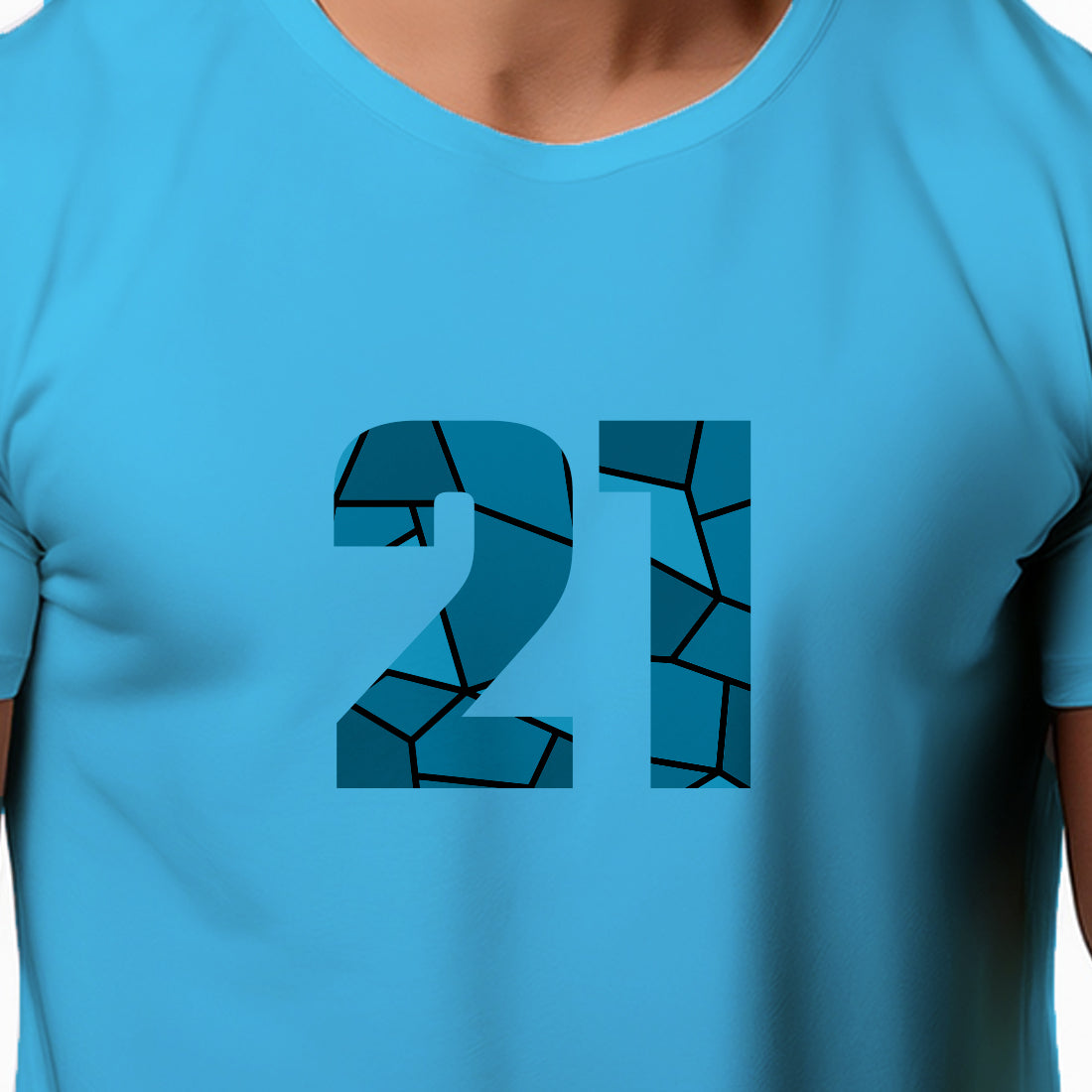 21 Number Men Unisex T-Shirt (Sky Blue)
