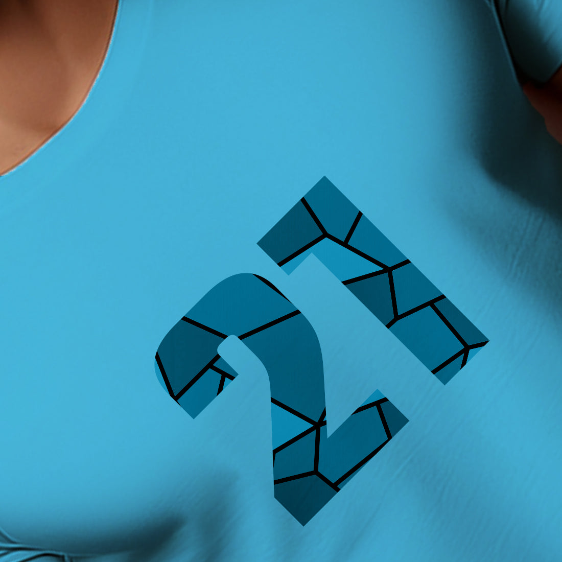 21 Number Men Unisex T-Shirt (Sky Blue)