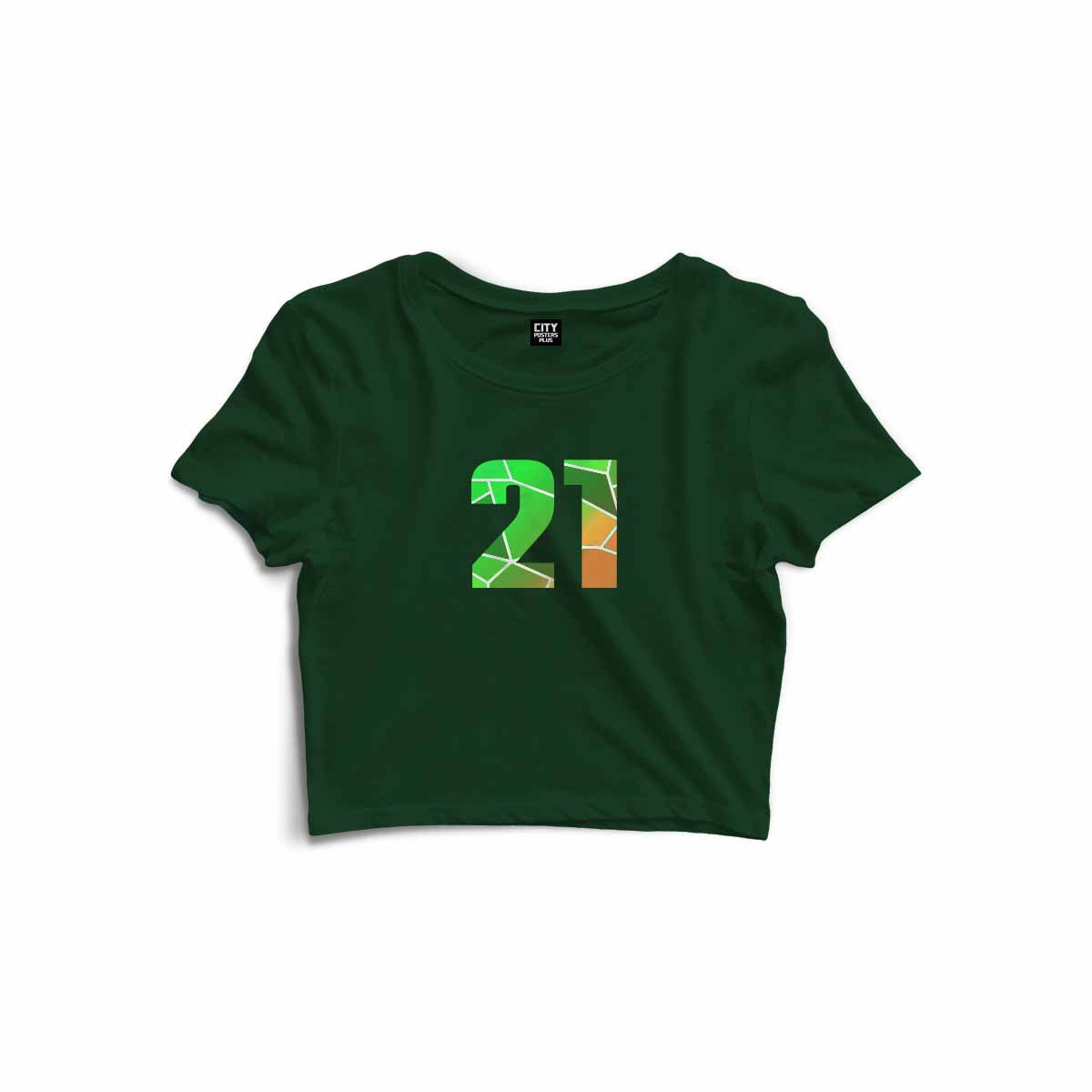 21 Number Women Crop Top (Olive Green)