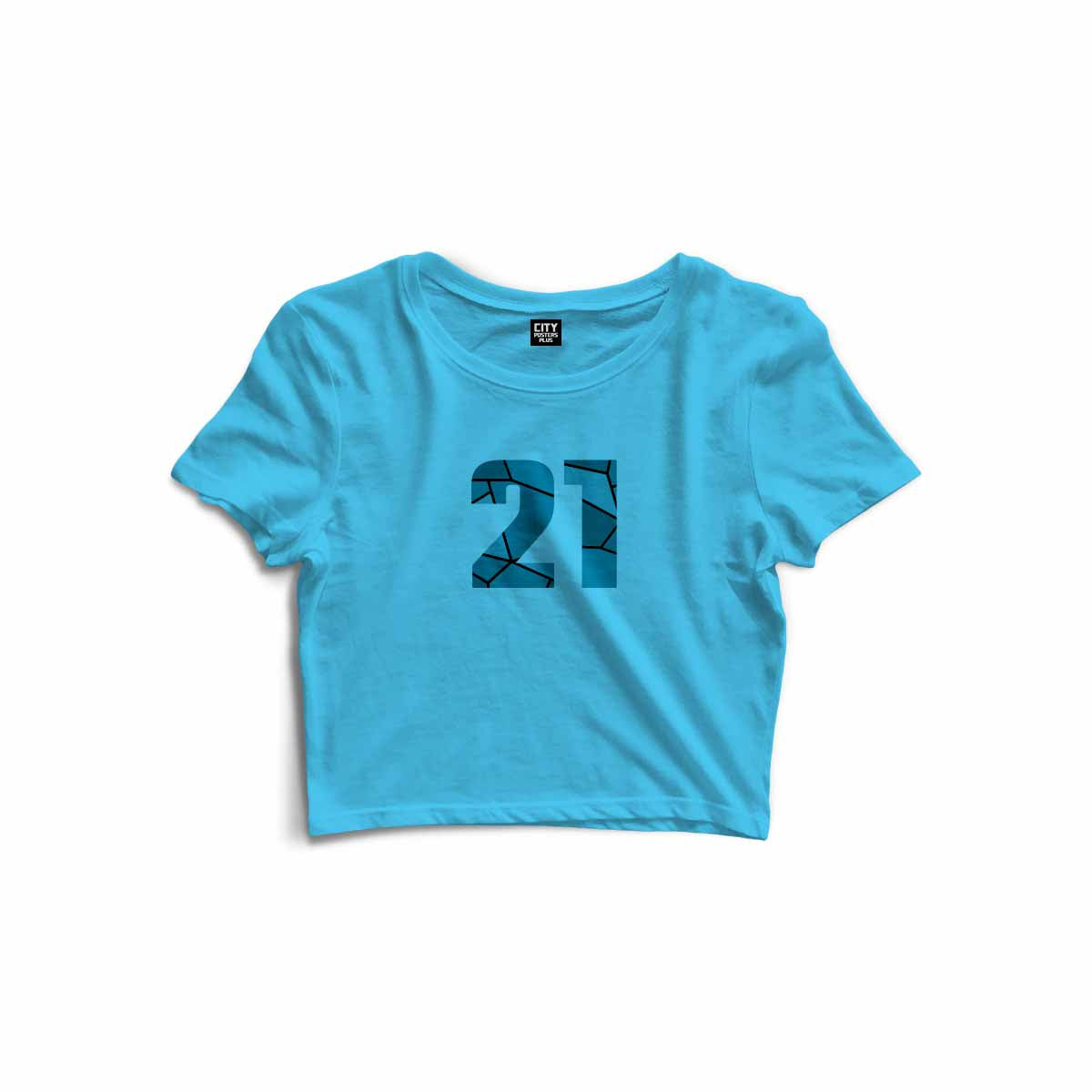 21 Number Women Crop Top (Sky Blue)