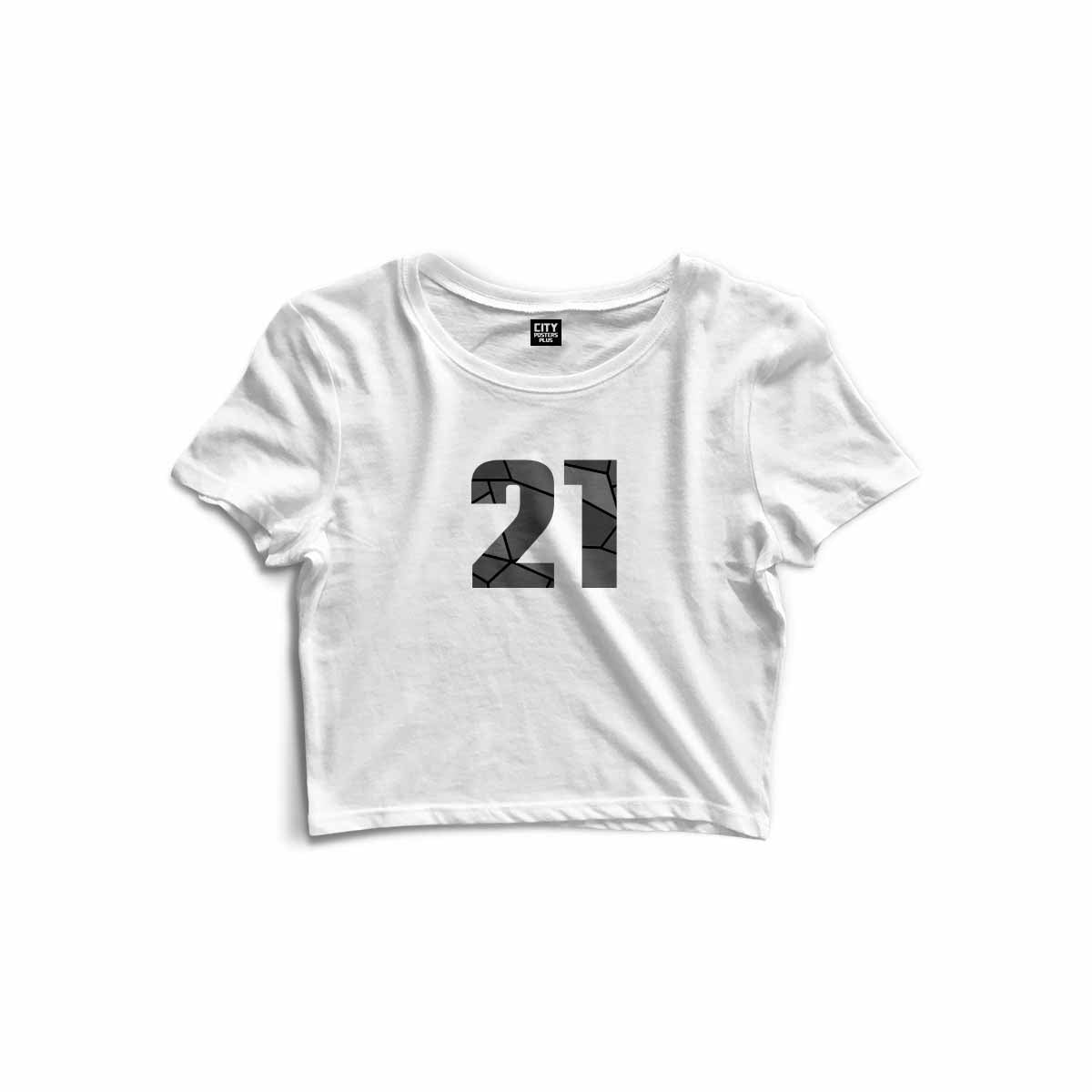 21 Number Women Crop Top (White)