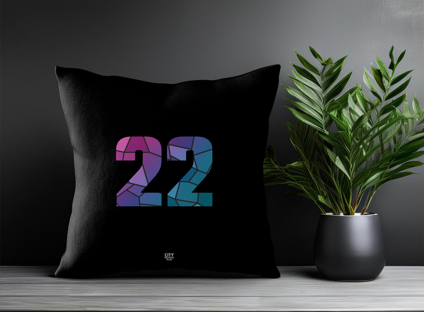 22 Number Pillow Case and Pillow Throw (Black)