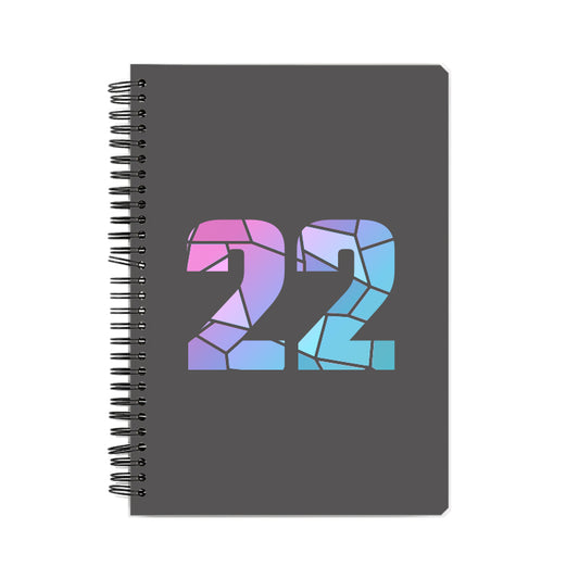 22 Number Notebook (Charcoal Grey, A5 Size, 100 Pages, Ruled, 6 Pack)