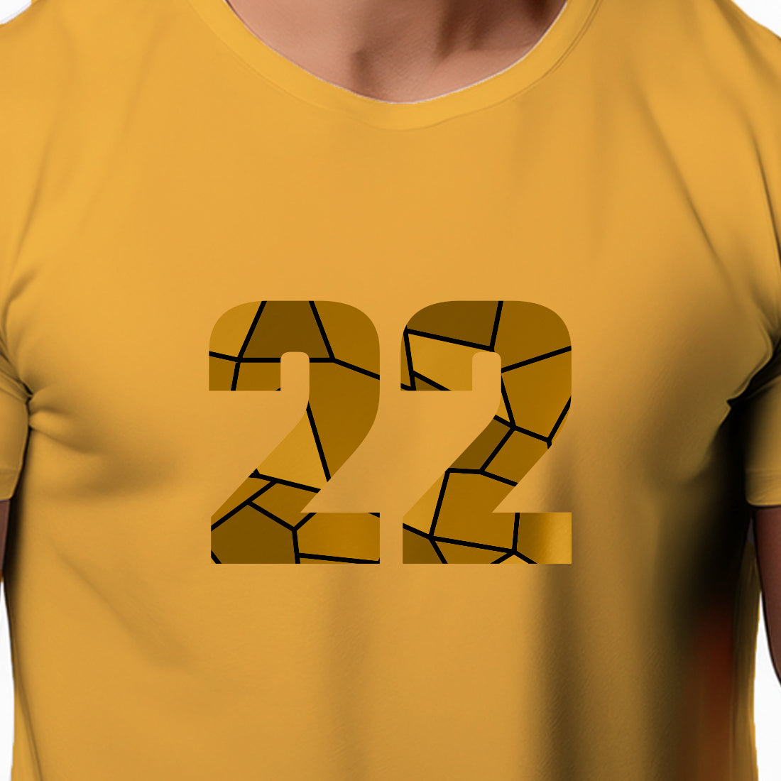 22 Number Men Unisex T-Shirt (Golden Yellow)