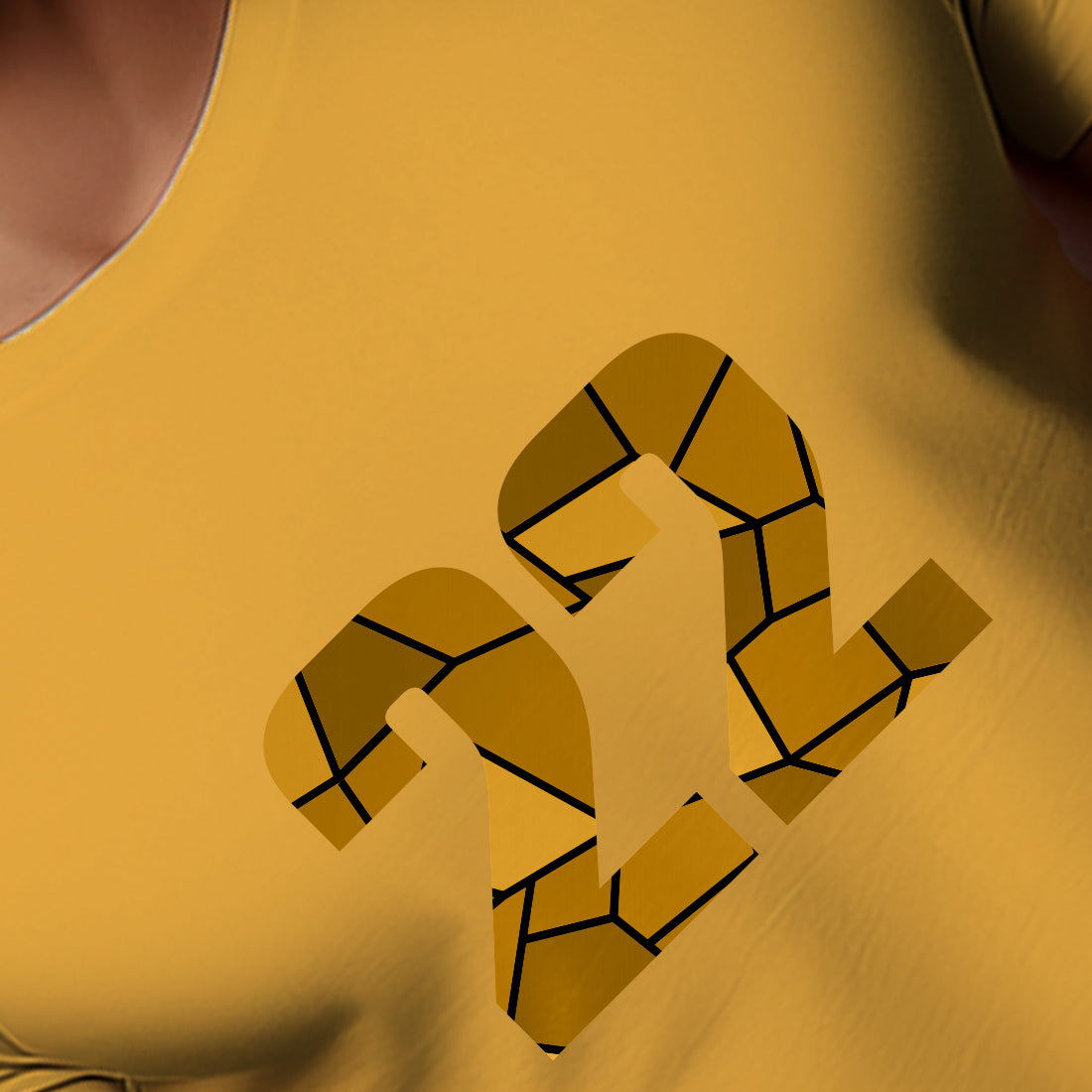 22 Number Men Unisex T-Shirt (Golden Yellow)