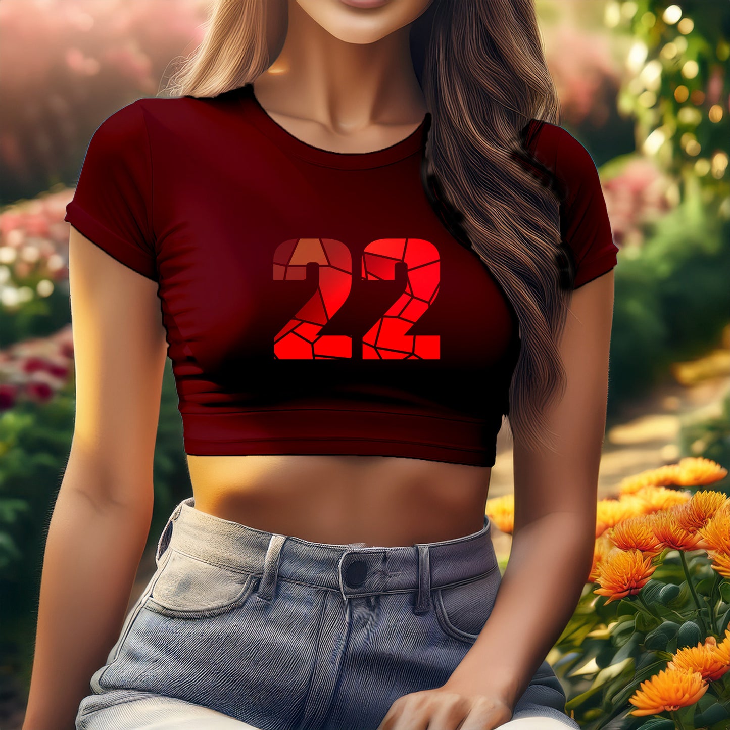 22 Number Women Crop Top (Maroon)