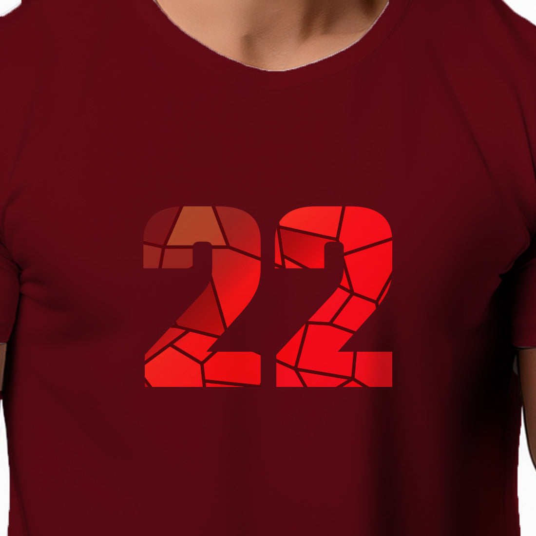 22 Number Men Unisex T-Shirt (Maroon)