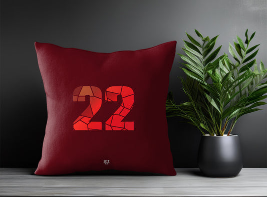 22 Number Pillow Case and Pillow Throw (Maroon)