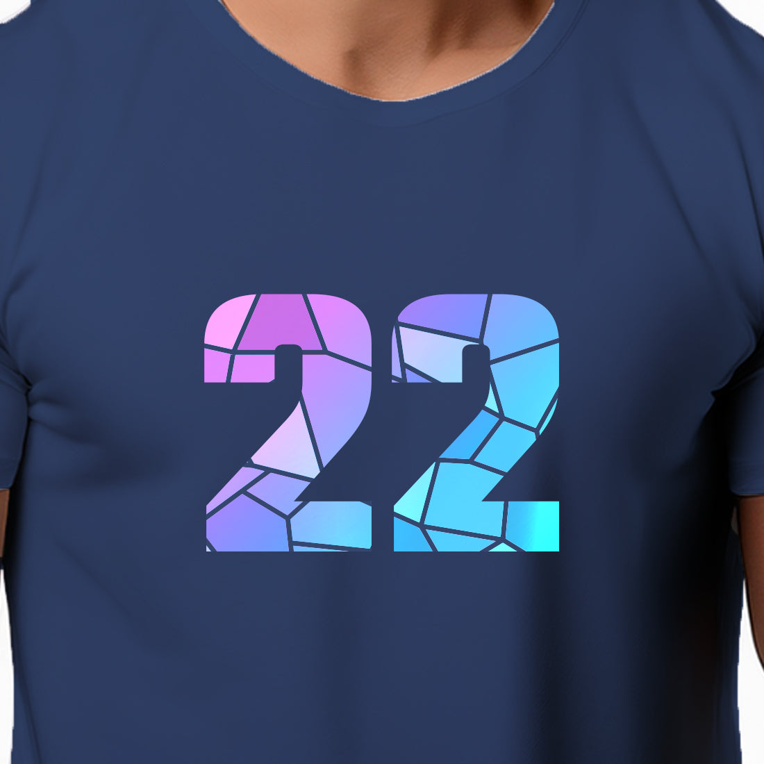22 Number Men Unisex T-Shirt (Navy Blue)