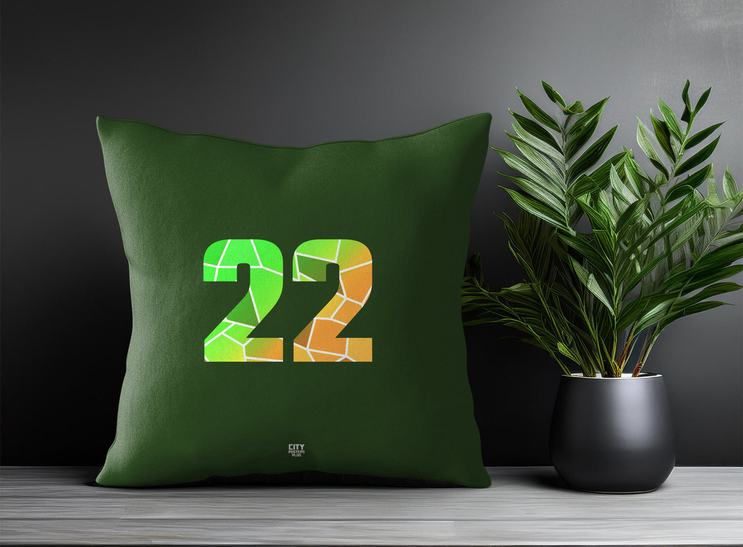 22 Number Pillow Case and Pillow Throw (Olive Green)