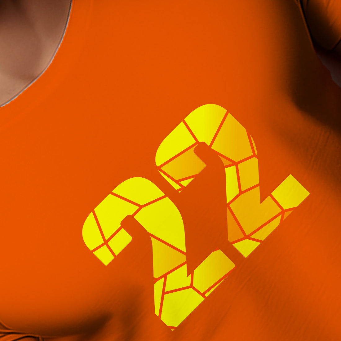 22 Number Men Unisex T-Shirt (Orange)