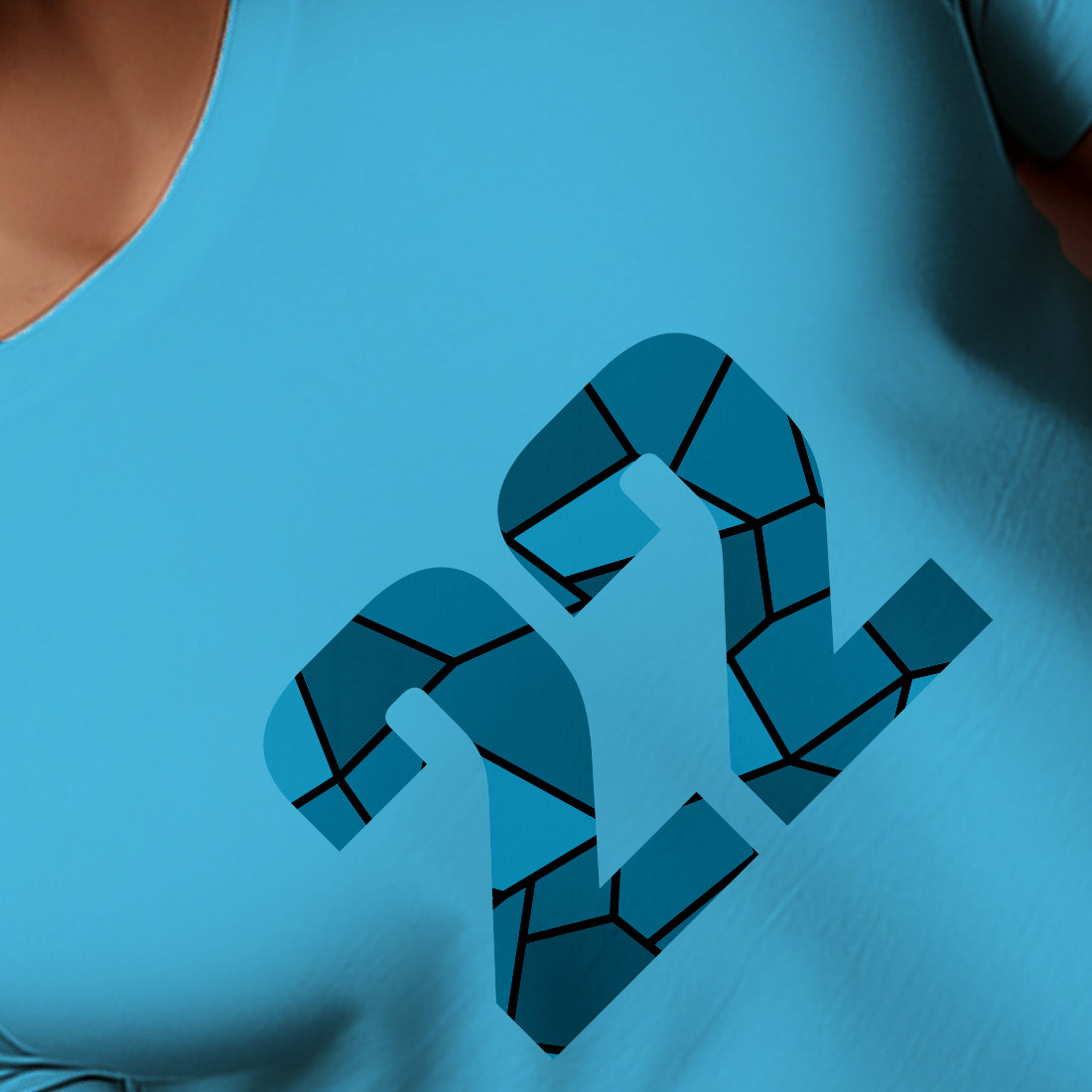 22 Number Men Unisex T-Shirt (Sky Blue)