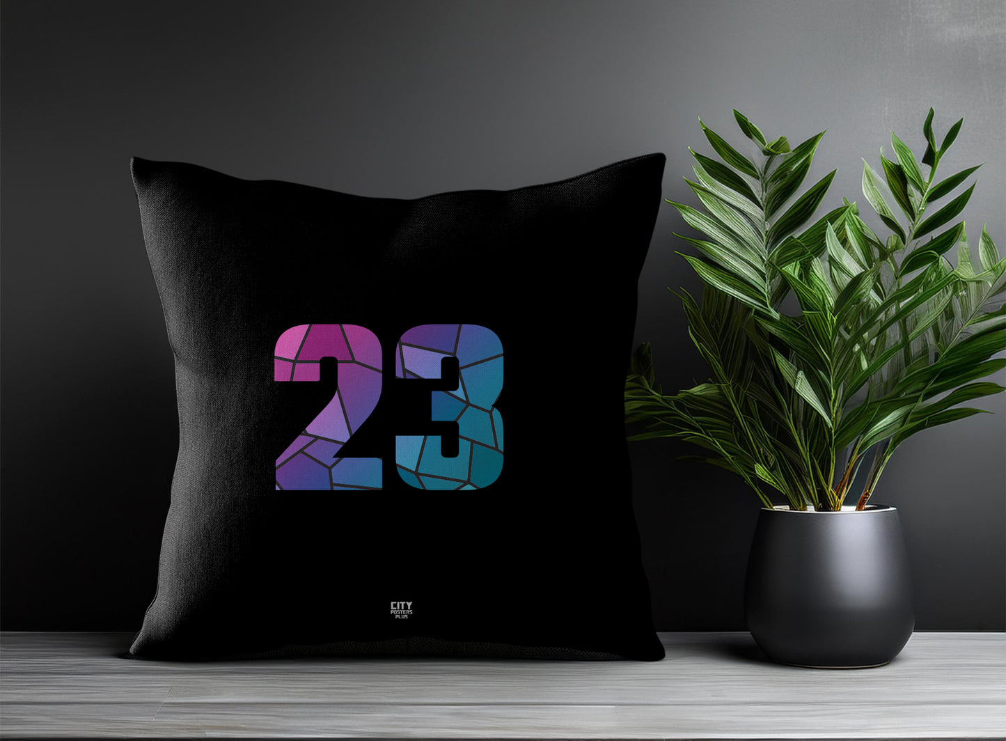 23 Number Pillow Case and Pillow Throw (Black)