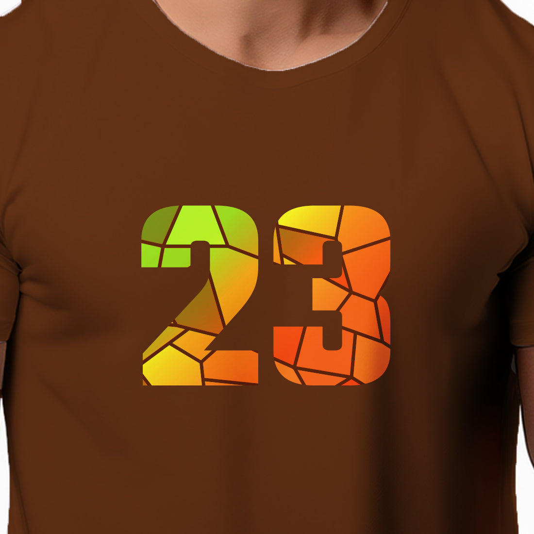 23 Number Men Unisex T-Shirt | Custom Number Graphic Tee (Brown)