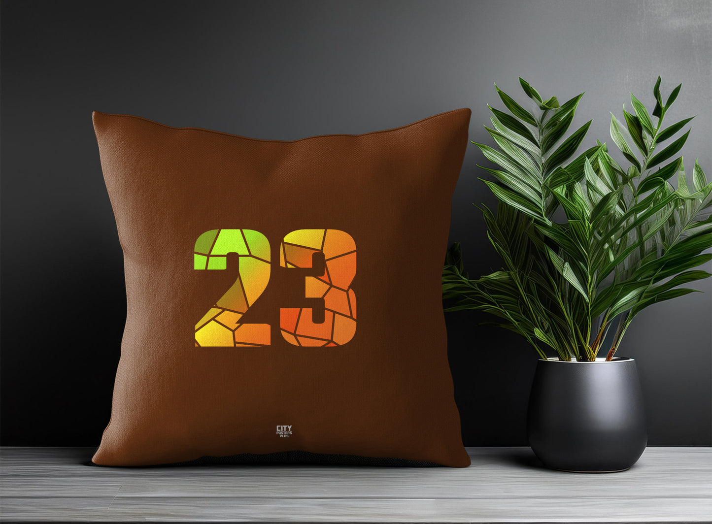23 Number Pillow Case and Pillow Throw (Brown)