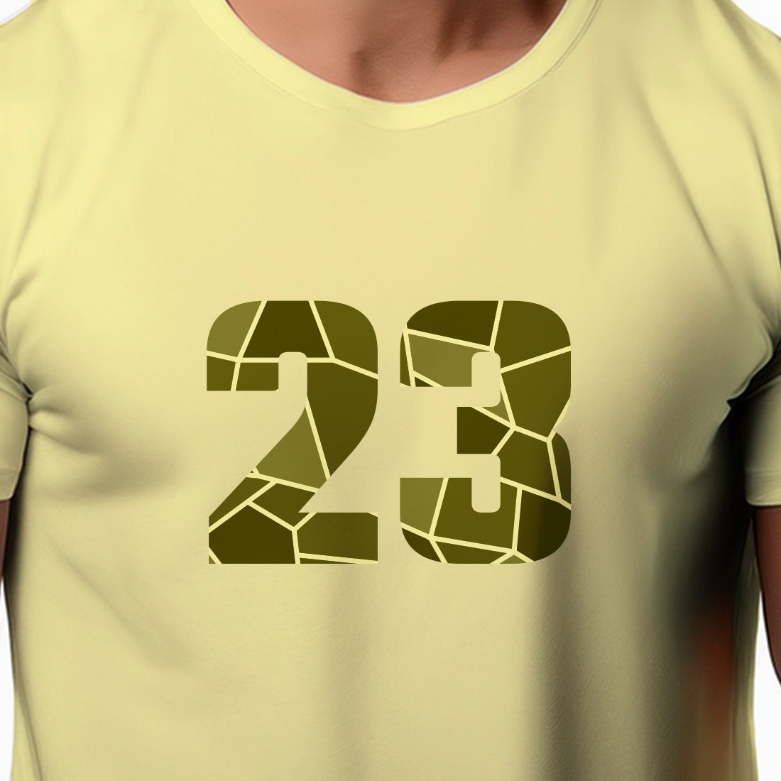 23 Number Men Unisex T-Shirt | Custom Number Graphic Tee (Butter Yellow)