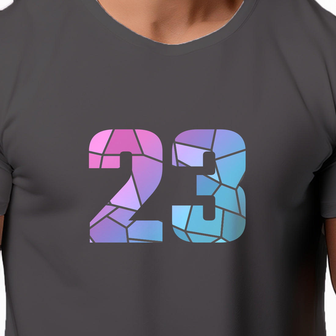 23 Number Men Unisex T-Shirt | Custom Number Graphic Tee (Charcoal Grey)