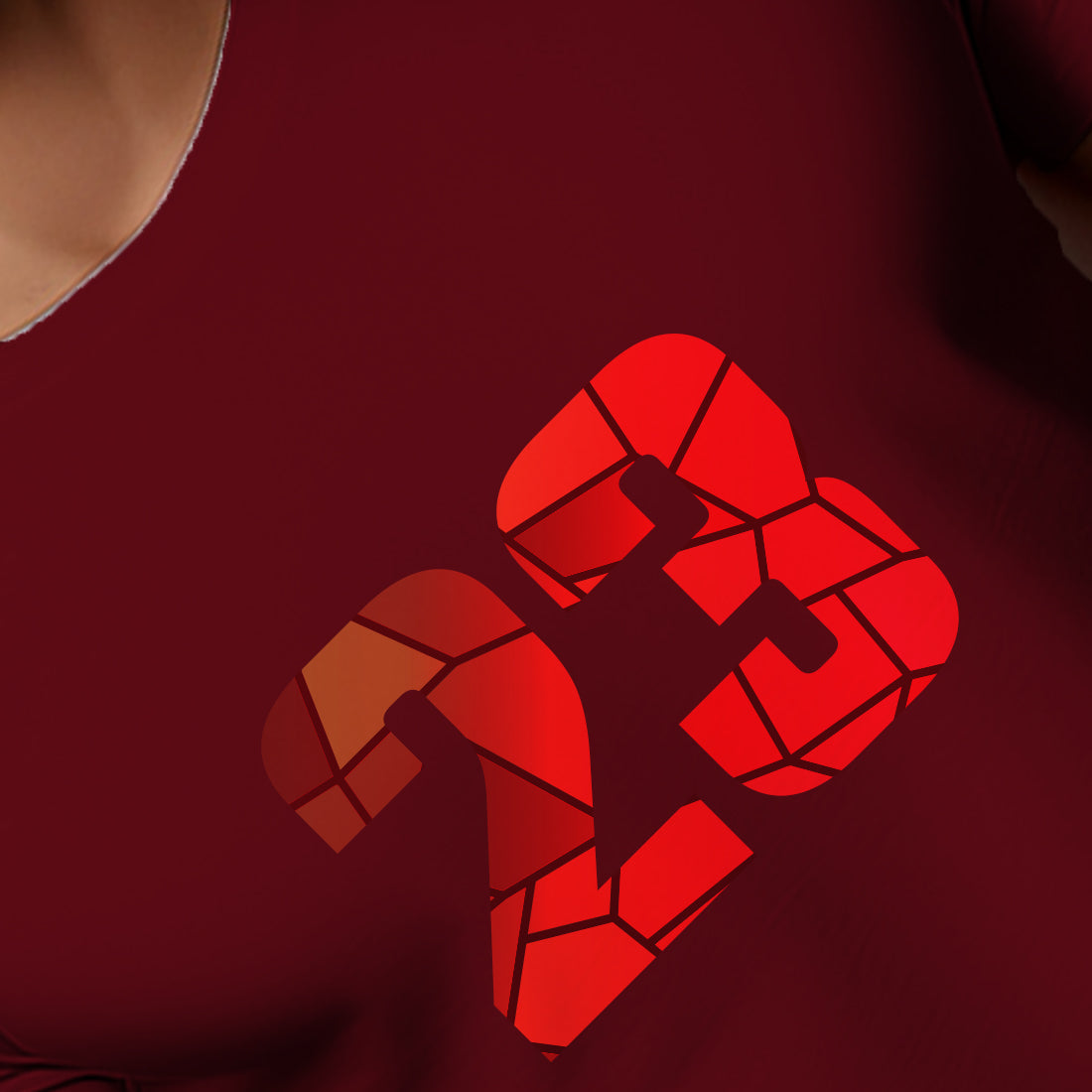 23 Number Men Unisex T-Shirt | Custom Number Graphic Tee (Maroon)