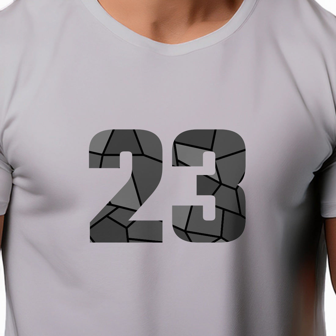 23 Number Men Unisex T-Shirt | Custom Number Graphic Tee (Melange Grey)