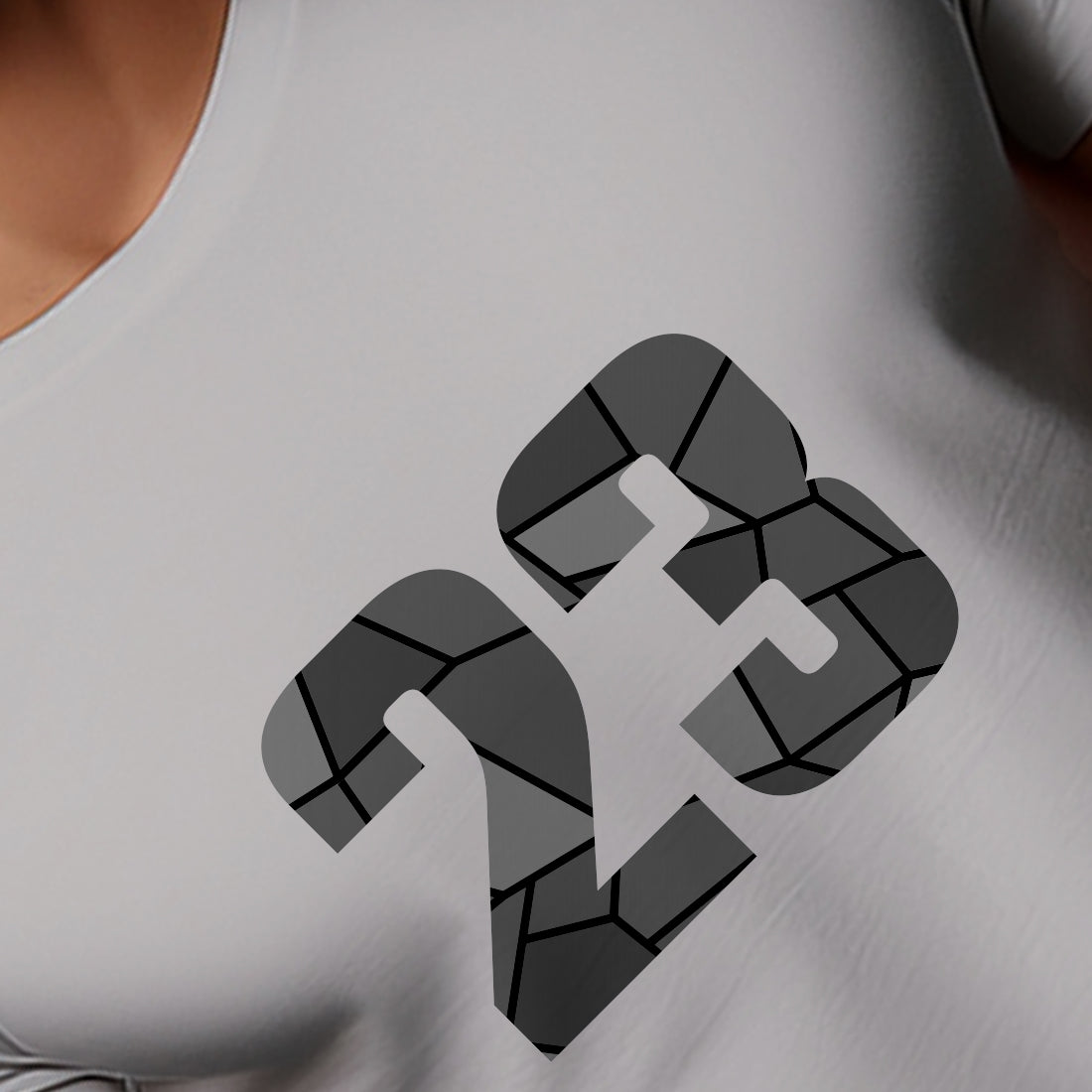 23 Number Men Unisex T-Shirt | Custom Number Graphic Tee (Melange Grey)
