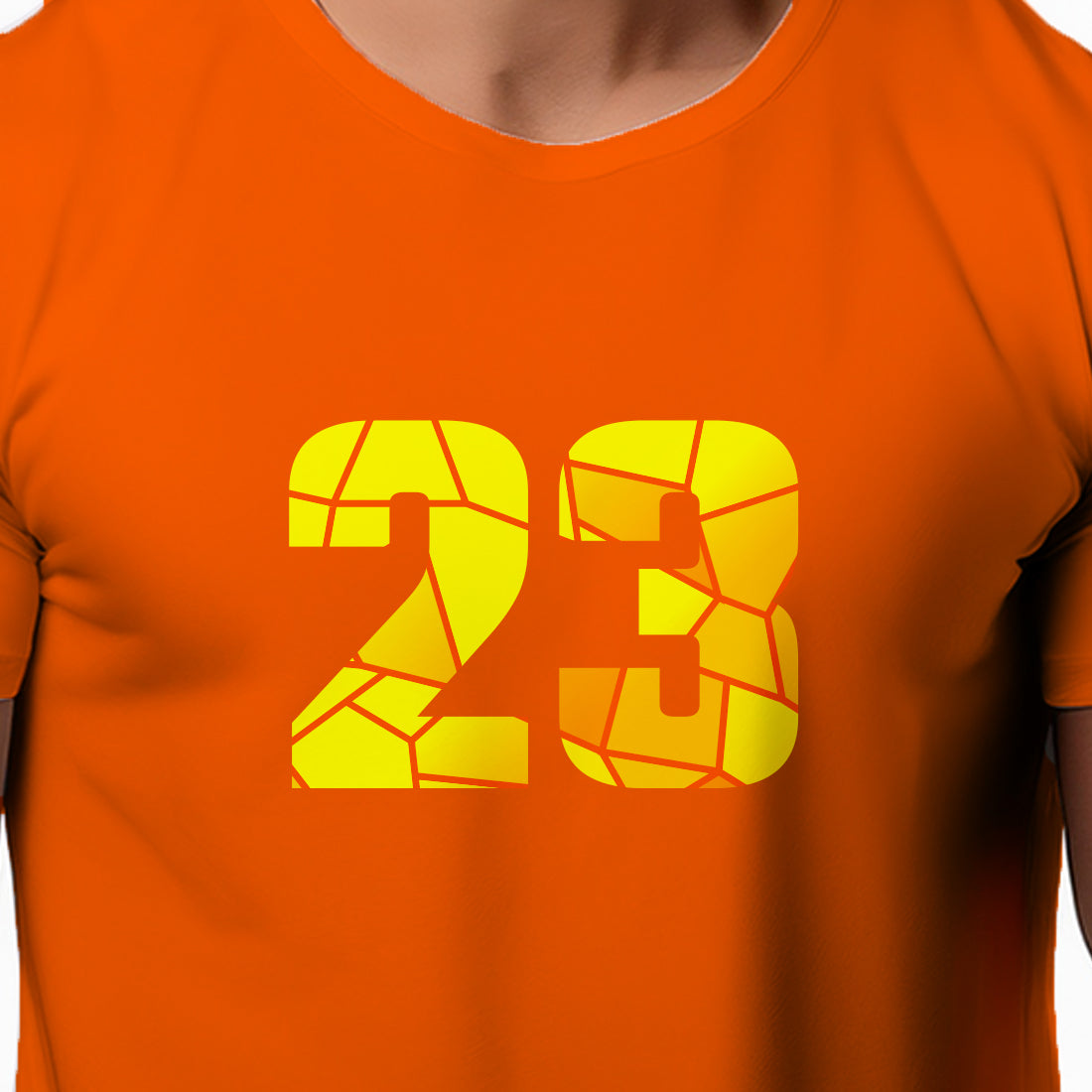23 Number Men Unisex T-Shirt | Custom Number Graphic Tee (Orange)