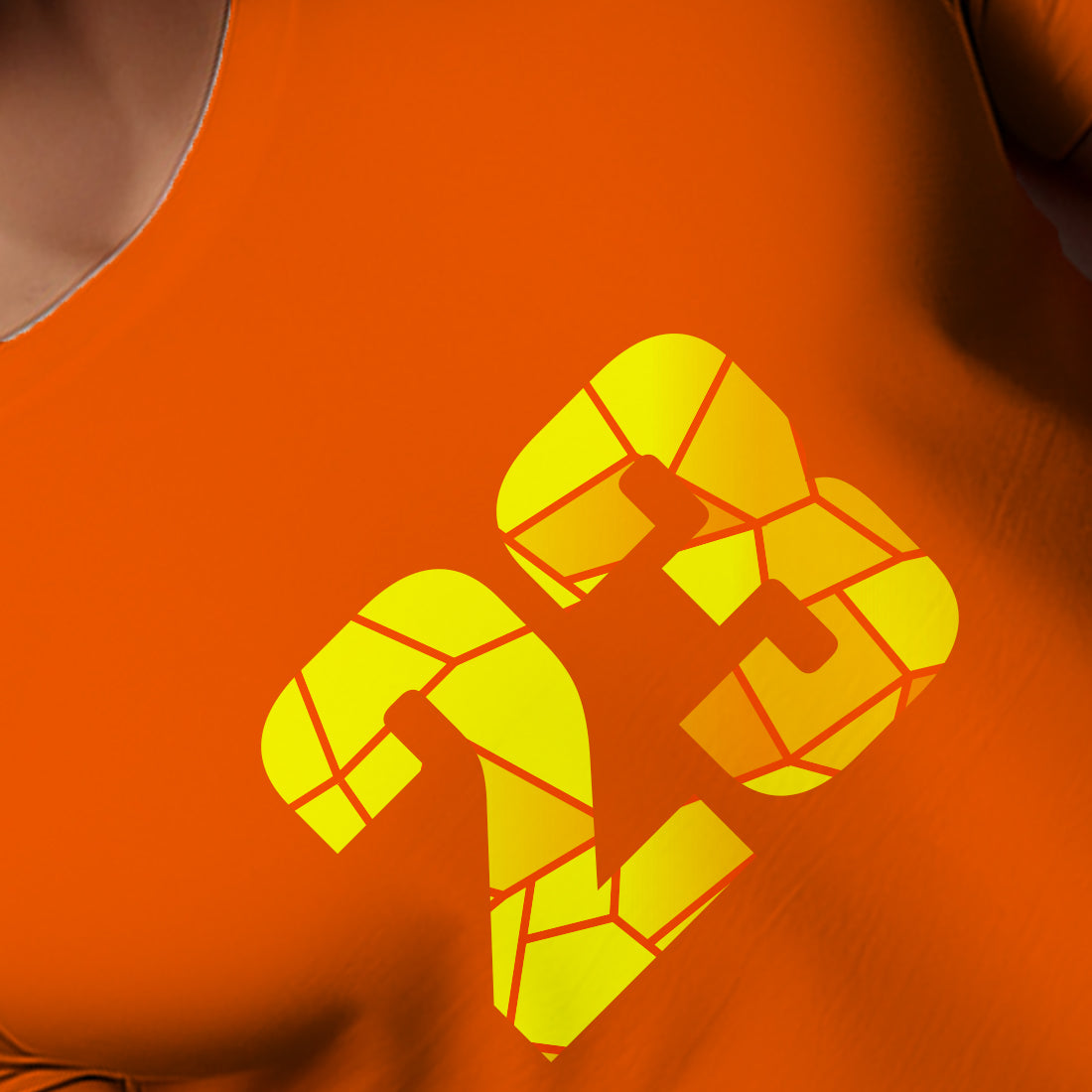 23 Number Men Unisex T-Shirt | Custom Number Graphic Tee (Orange)