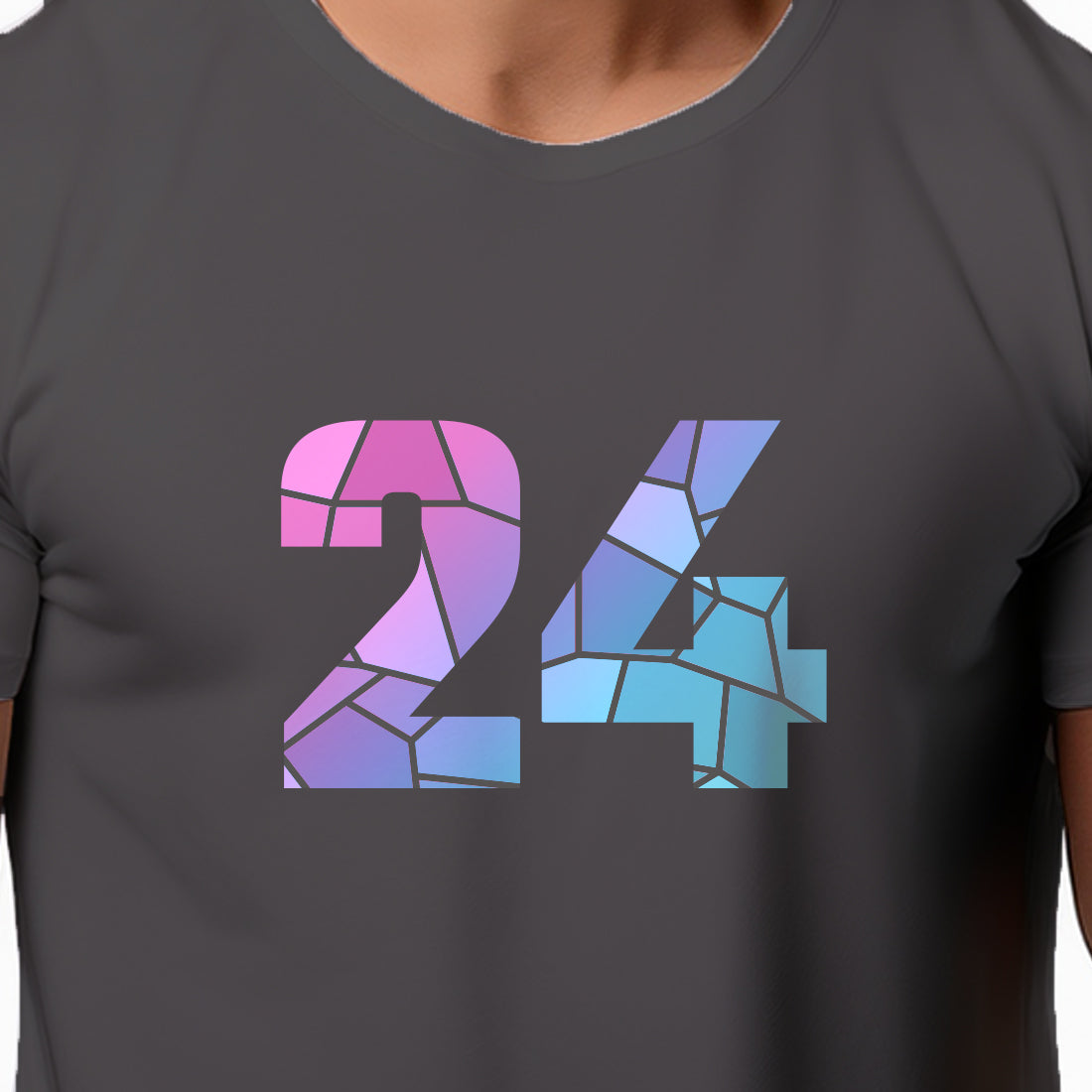 24 Number Men Unisex T-Shirt | Custom Number Graphic Tee (Charcoal Grey)
