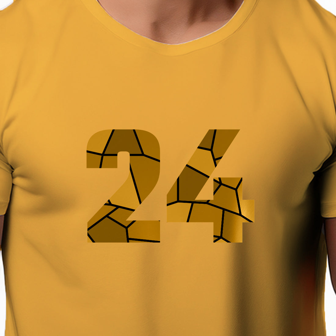 24 Number Men Unisex T-Shirt | Custom Number Graphic Tee (Golden Yellow)