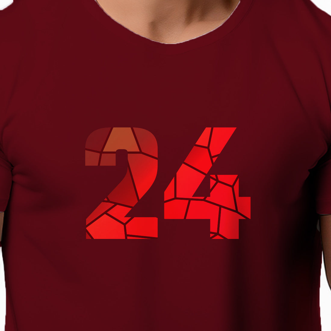 24 Number Men Unisex T-Shirt | Custom Number Graphic Tee (Maroon)