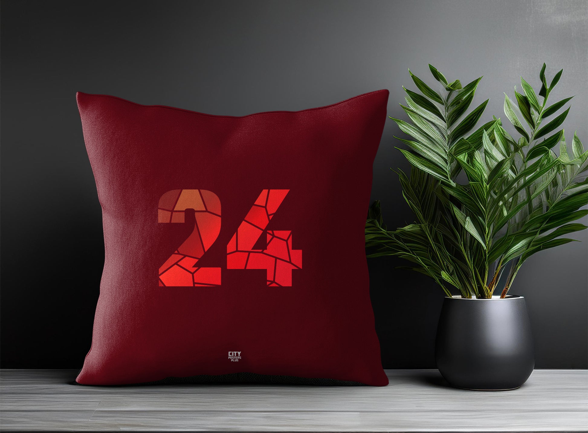 24 Number Pillow Case and Pillow Throw (Maroon)