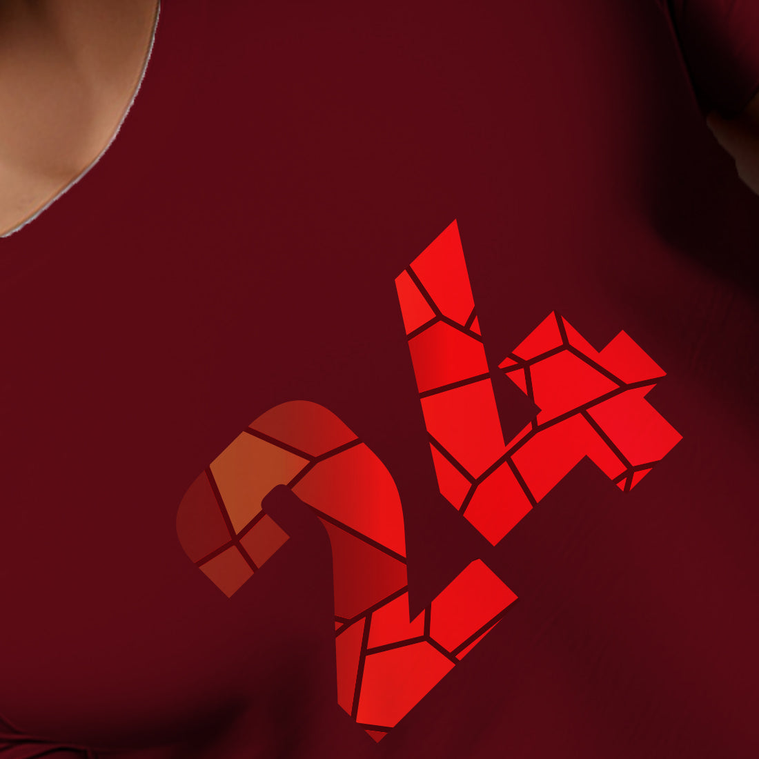 24 Number Men Unisex T-Shirt | Custom Number Graphic Tee (Maroon)