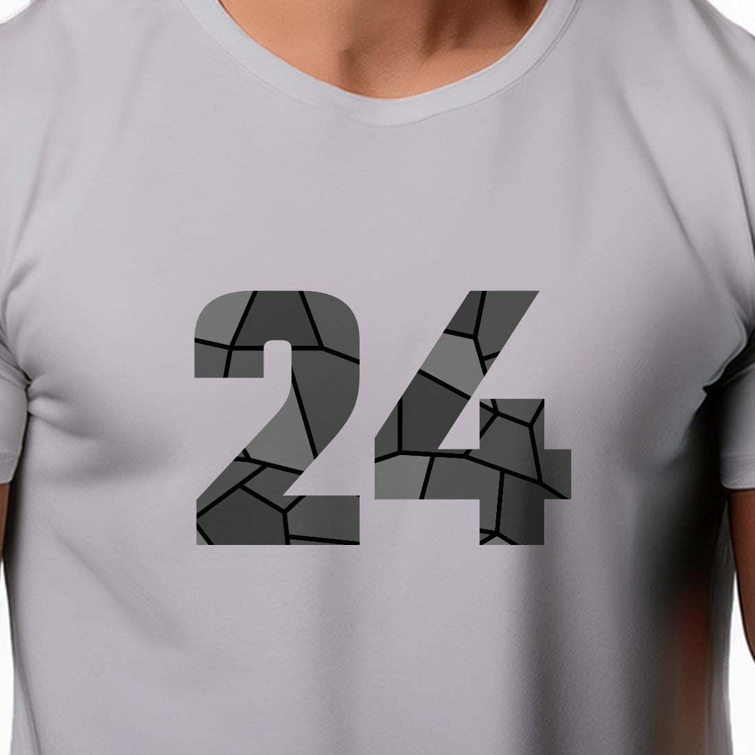 24 Number Men Unisex T-Shirt | Custom Number Graphic Tee (Melange Grey)