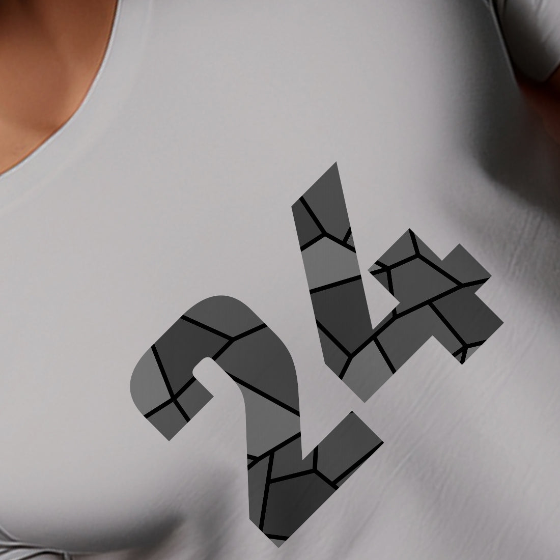 24 Number Men Unisex T-Shirt | Custom Number Graphic Tee (Melange Grey)