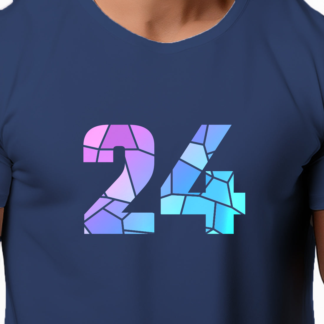 24 Number Men Unisex T-Shirt | Custom Number Graphic Tee (Navy Blue)