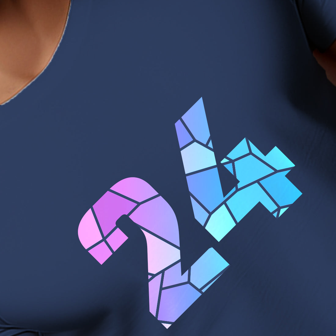 24 Number Men Unisex T-Shirt | Custom Number Graphic Tee (Navy Blue)