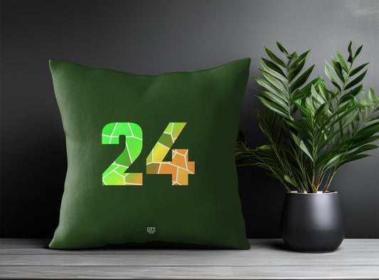 24 Number Pillow Case and Pillow Throw (Olive Green)