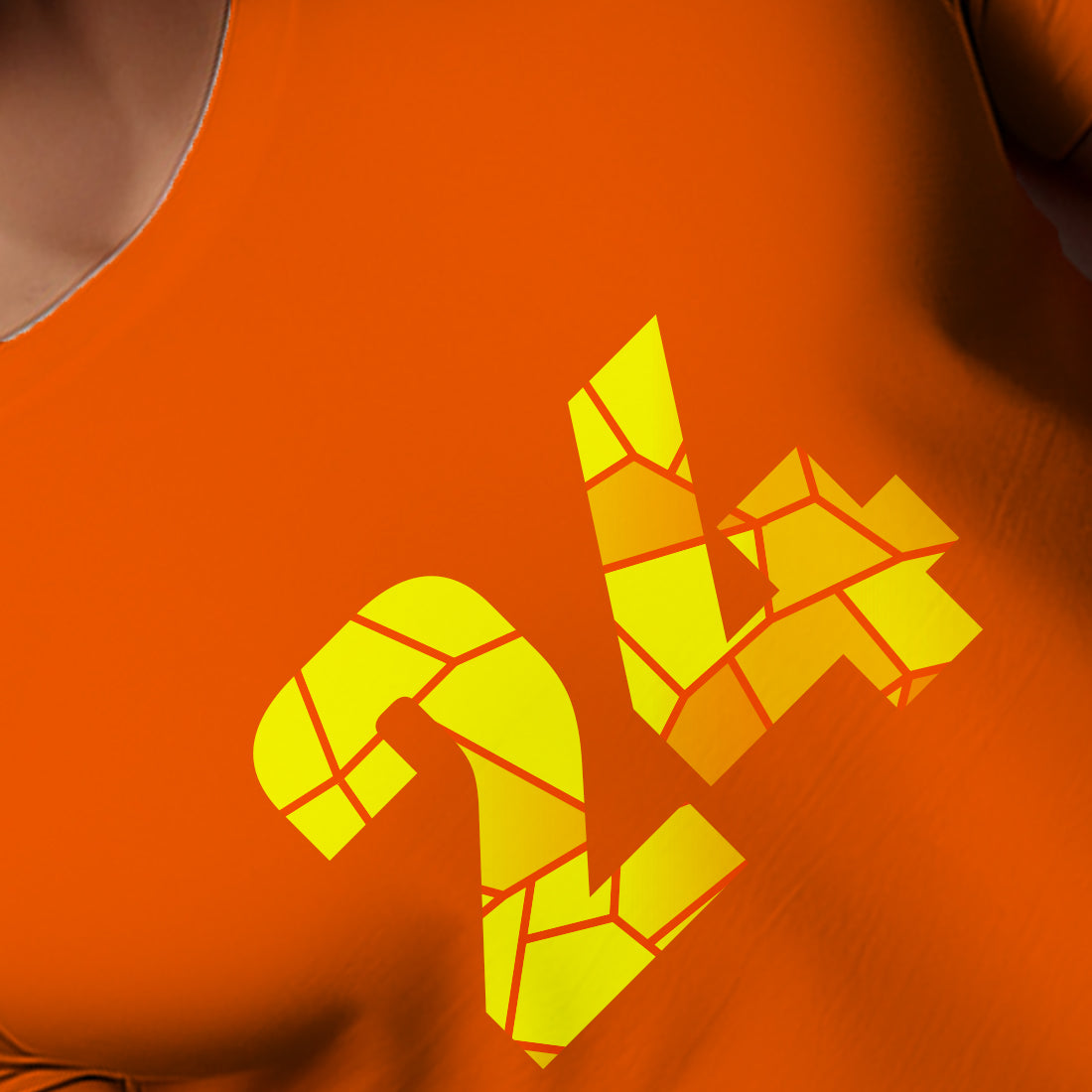 24 Number Men Unisex T-Shirt | Custom Number Graphic Tee (Orange)