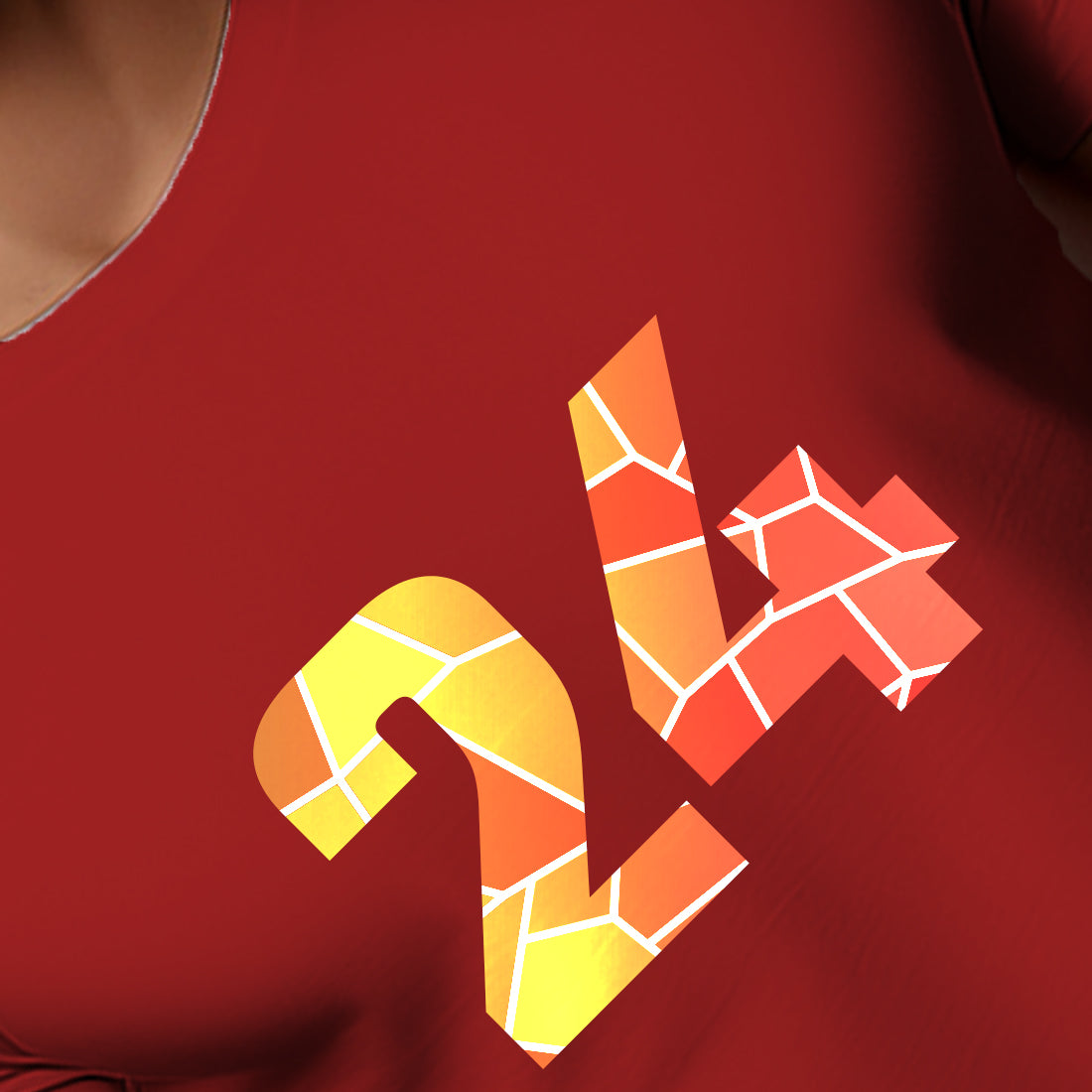 24 Number Men Unisex T-Shirt | Custom Number Graphic Tee (Red)