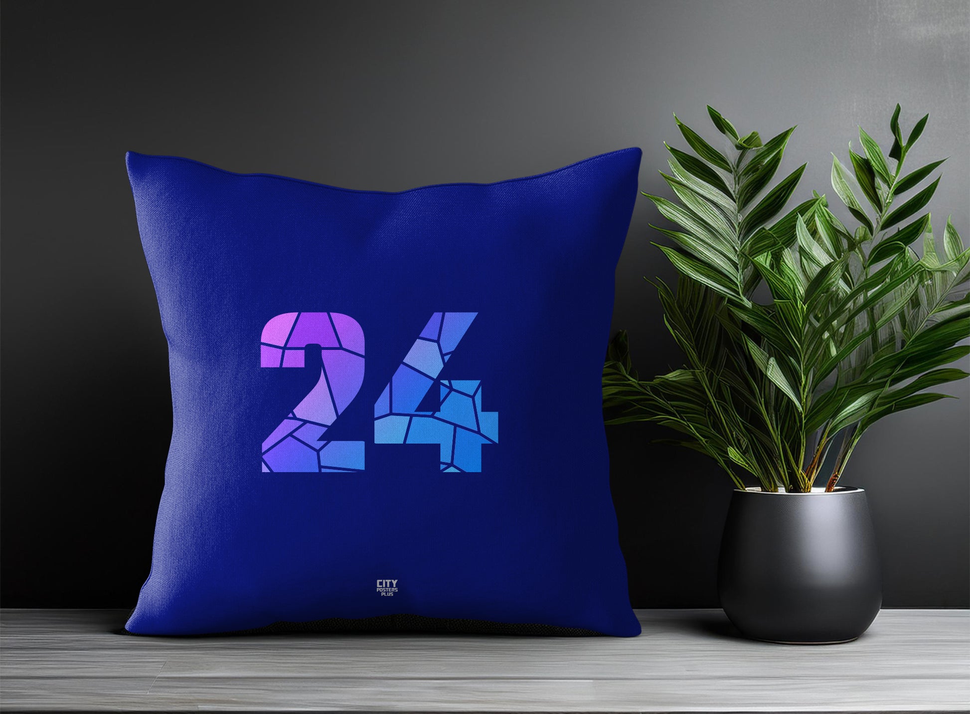 24 Number Pillow Case and Pillow Throw (Royal Blue)