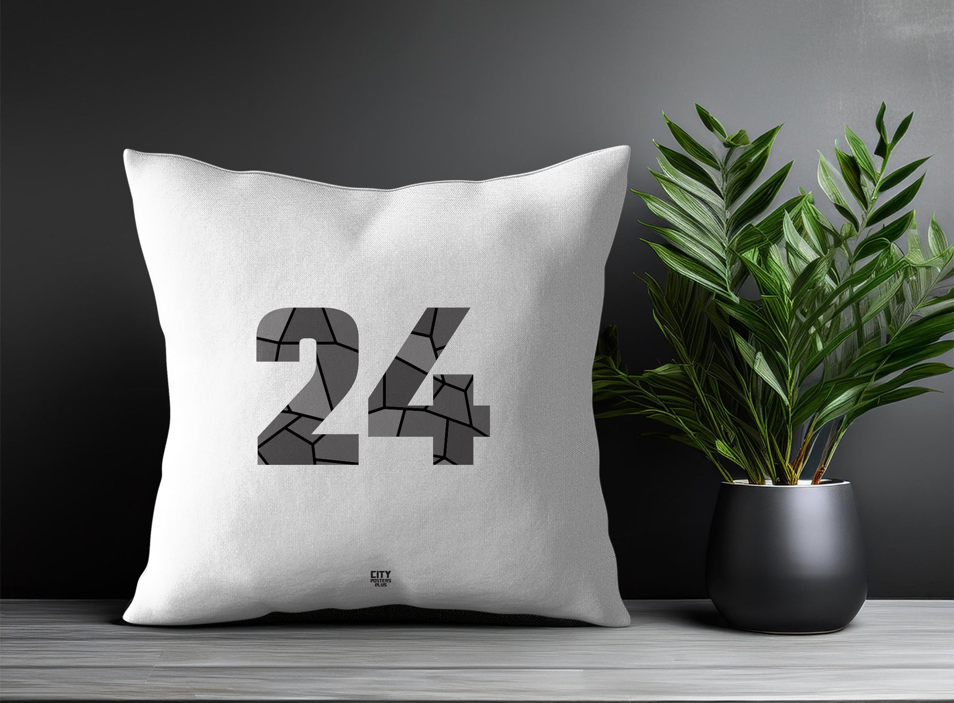 24 Number Pillow Case and Pillow Throw (White)