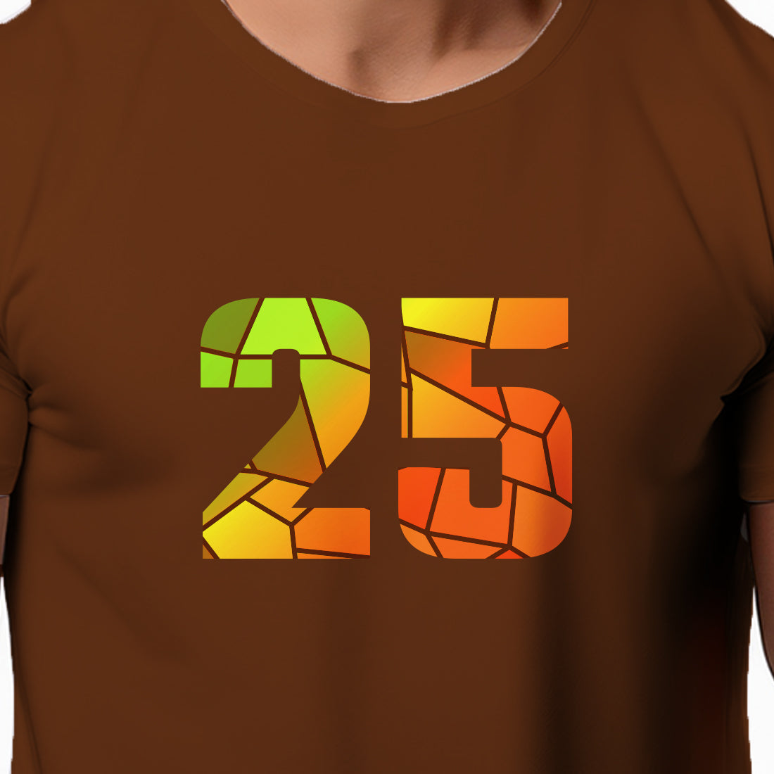 25 Number Men Unisex T-Shirt | Custom Number Graphic Tee (Brown)