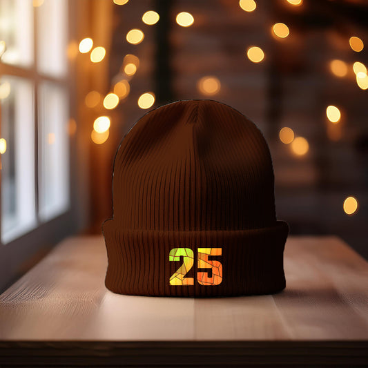 25 Number Cuffed Beanie (Brown)