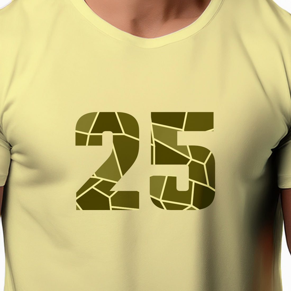 25 Number Men Unisex T-Shirt | Custom Number Graphic Tee (Butter Yellow)