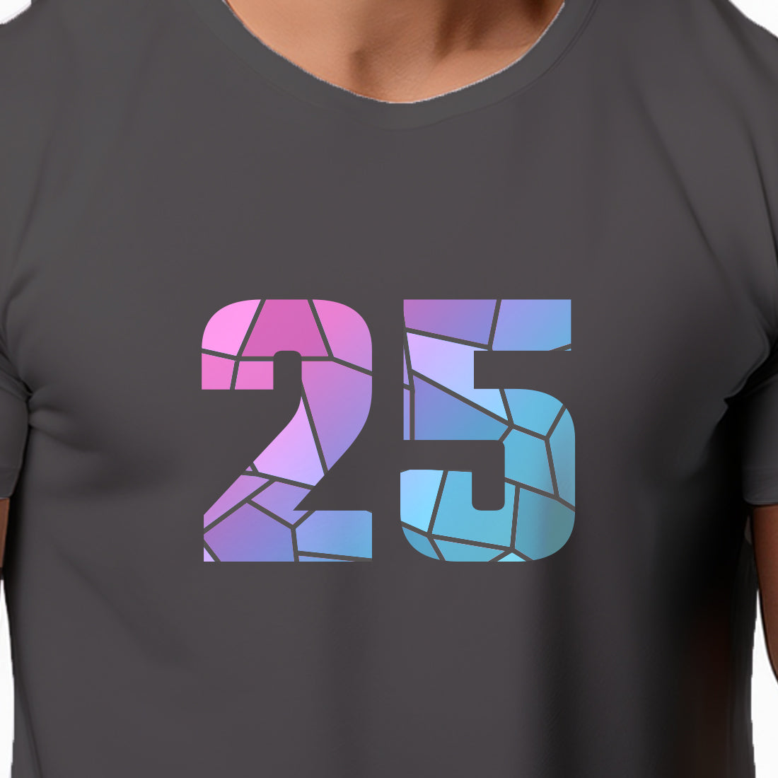 25 Number Men Unisex T-Shirt | Custom Number Graphic Tee (Charcoal Grey)