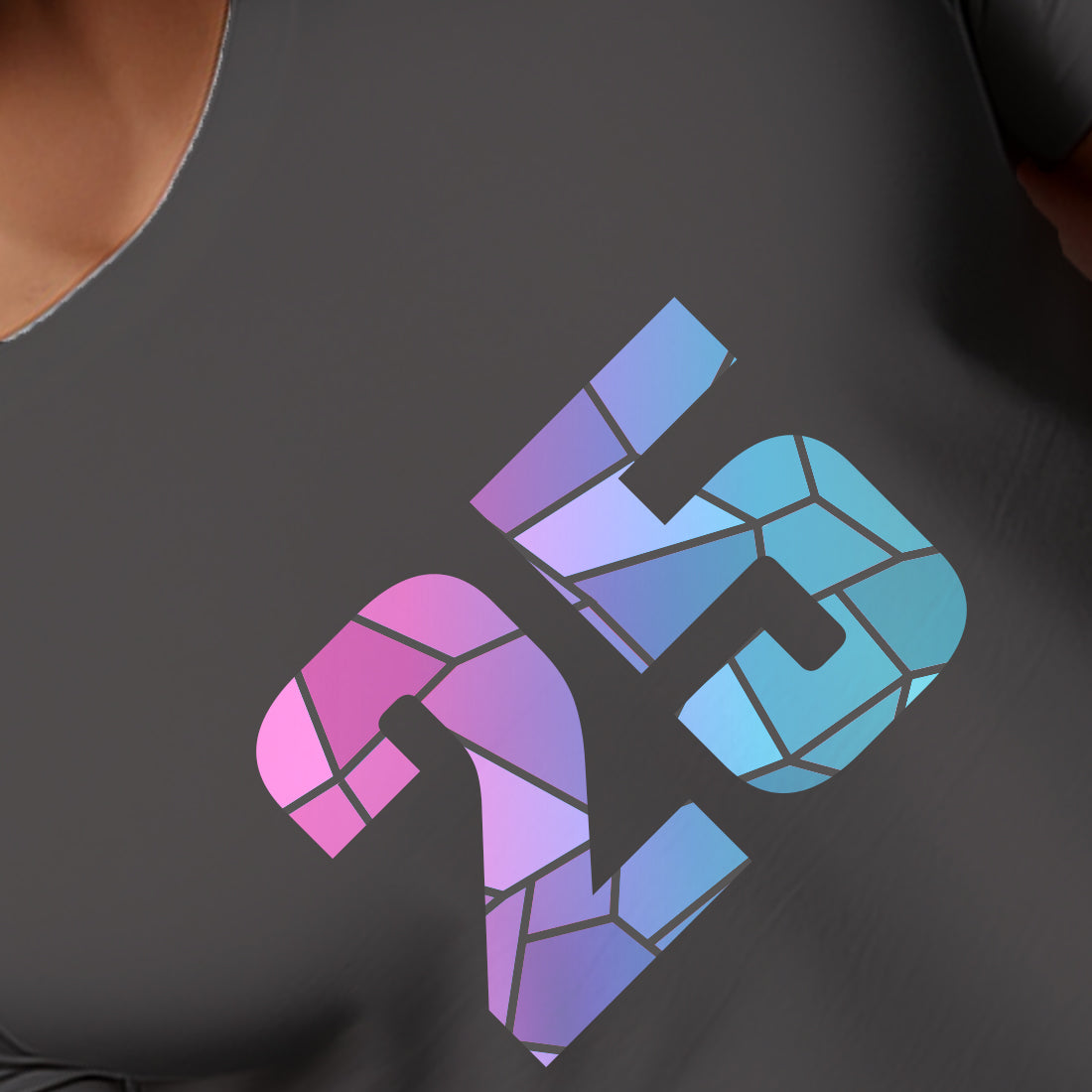 25 Number Men Unisex T-Shirt | Custom Number Graphic Tee (Charcoal Grey)