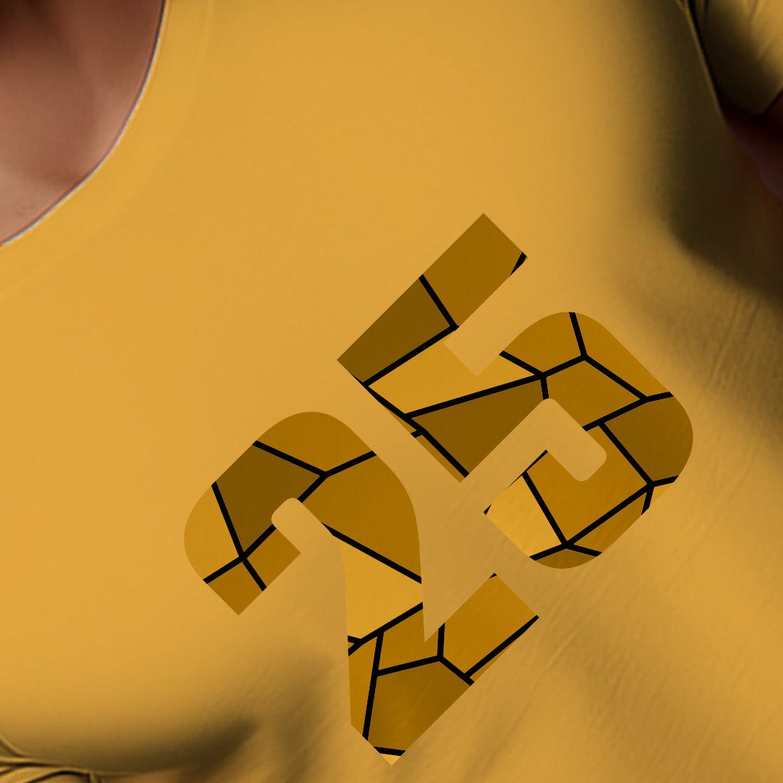 25 Number Men Unisex T-Shirt | Custom Number Graphic Tee (Golden Yellow)