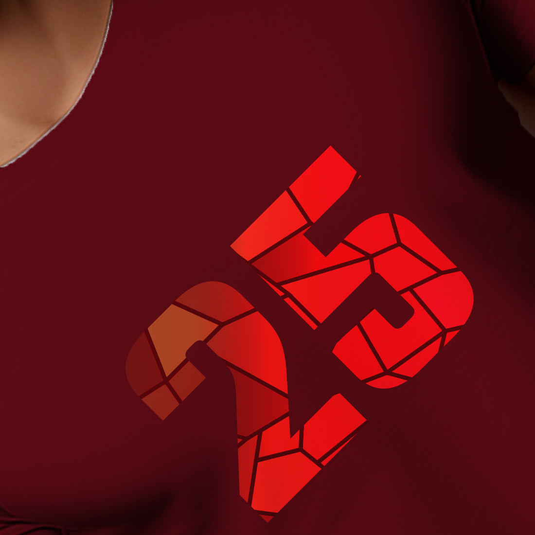 25 Number Men Unisex T-Shirt | Custom Number Graphic Tee (Maroon)