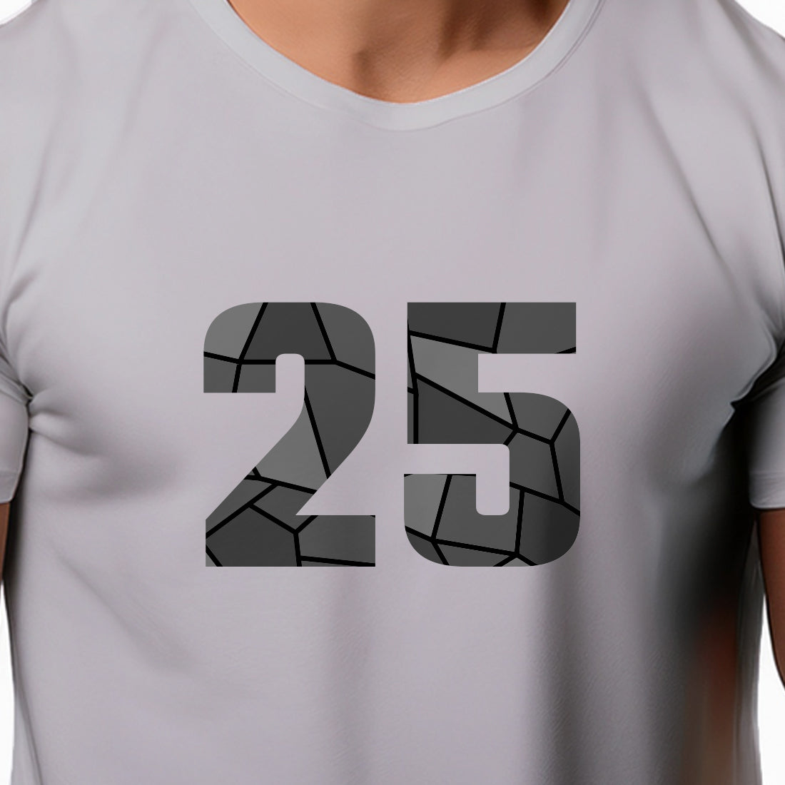 25 Number Men Unisex T-Shirt | Custom Number Graphic Tee (Melange Grey)
