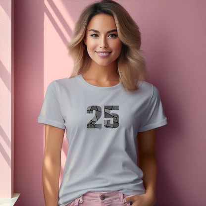 25 Number Women T-Shirt (Melange Grey) | Stylish Numeric Graphic Tee