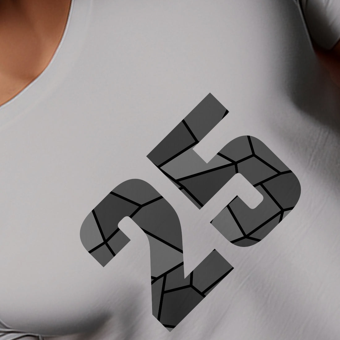 25 Number Men Unisex T-Shirt | Custom Number Graphic Tee (Melange Grey)